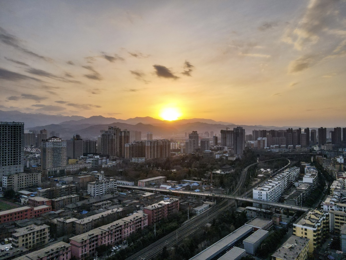 陕西宝鸡老城区全景