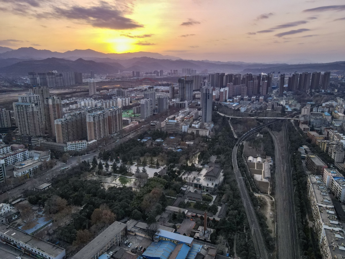 陕西宝鸡老城区全景