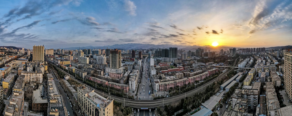 陕西宝鸡老城区全景