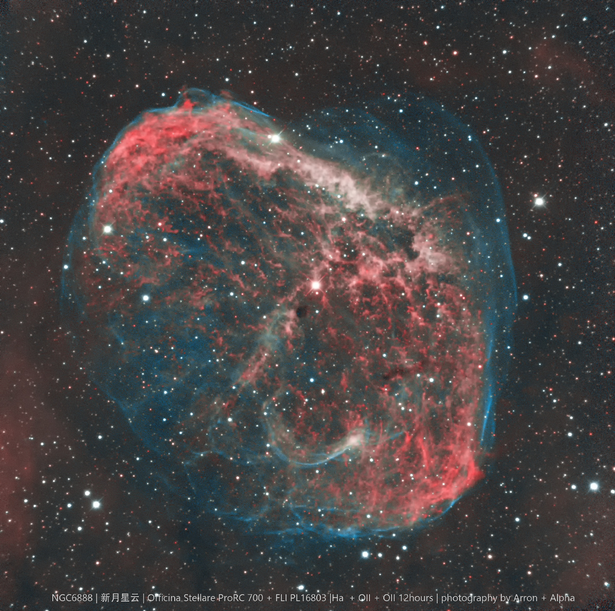 探索系列ngc6888新月星云hso窄带拍摄采用hoo通道后期一个直径超过25