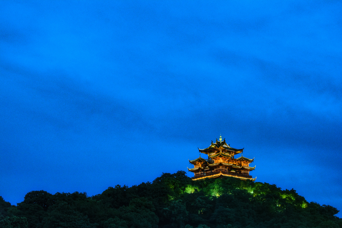 夜色城隍阁杭州吴山广场