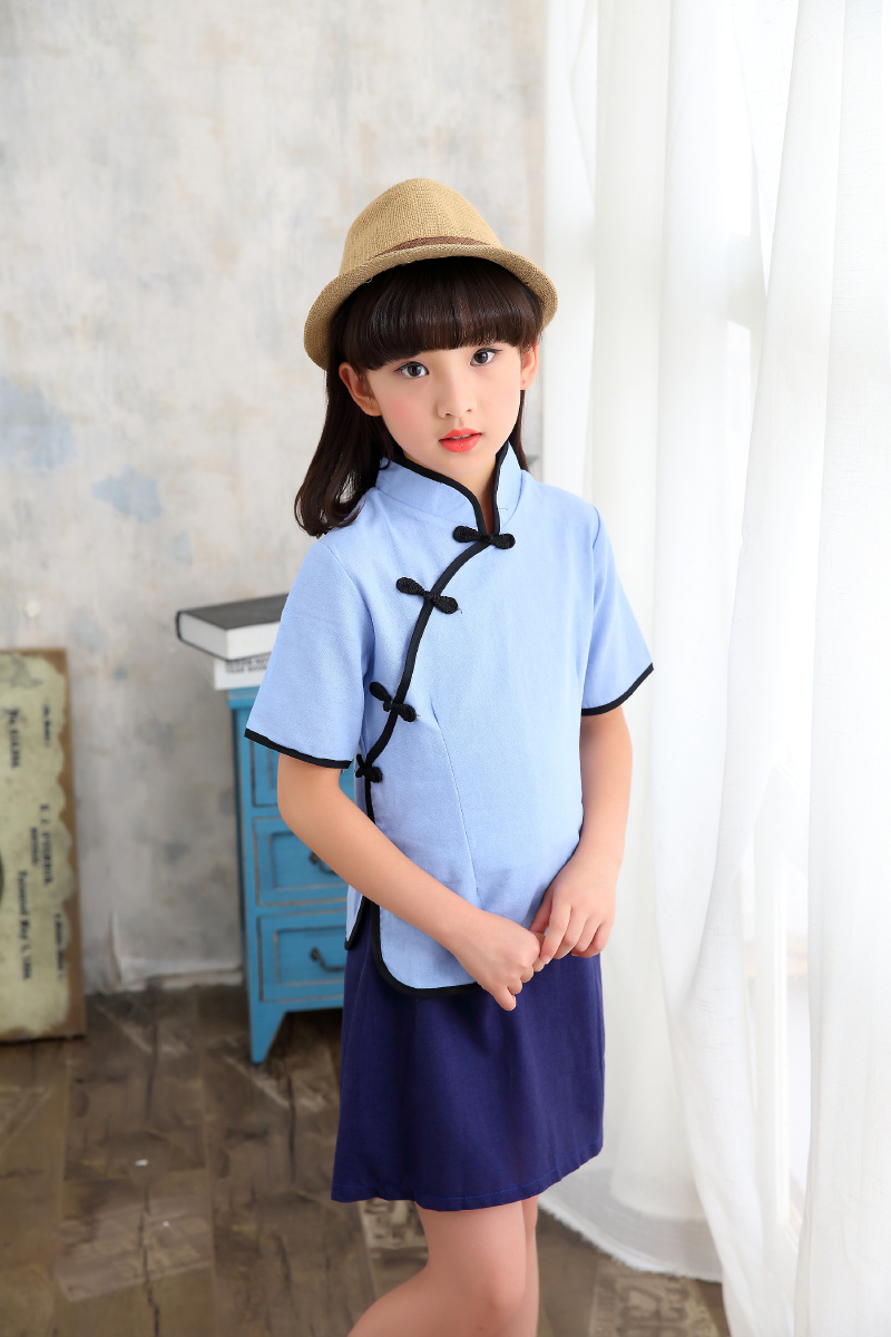 儿童民国风服装女童尺码110160身高换季折后价35元套