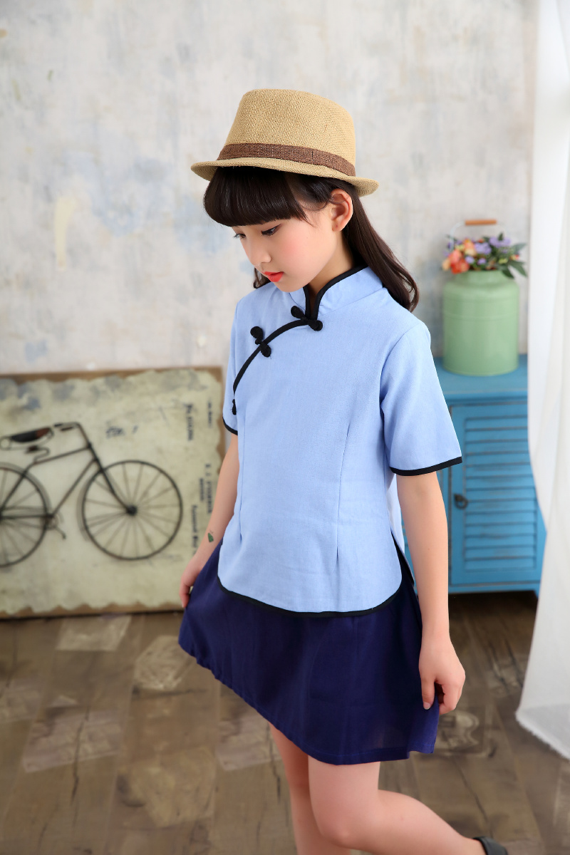 儿童民国风服装女童尺码110160身高换季折后价35元套