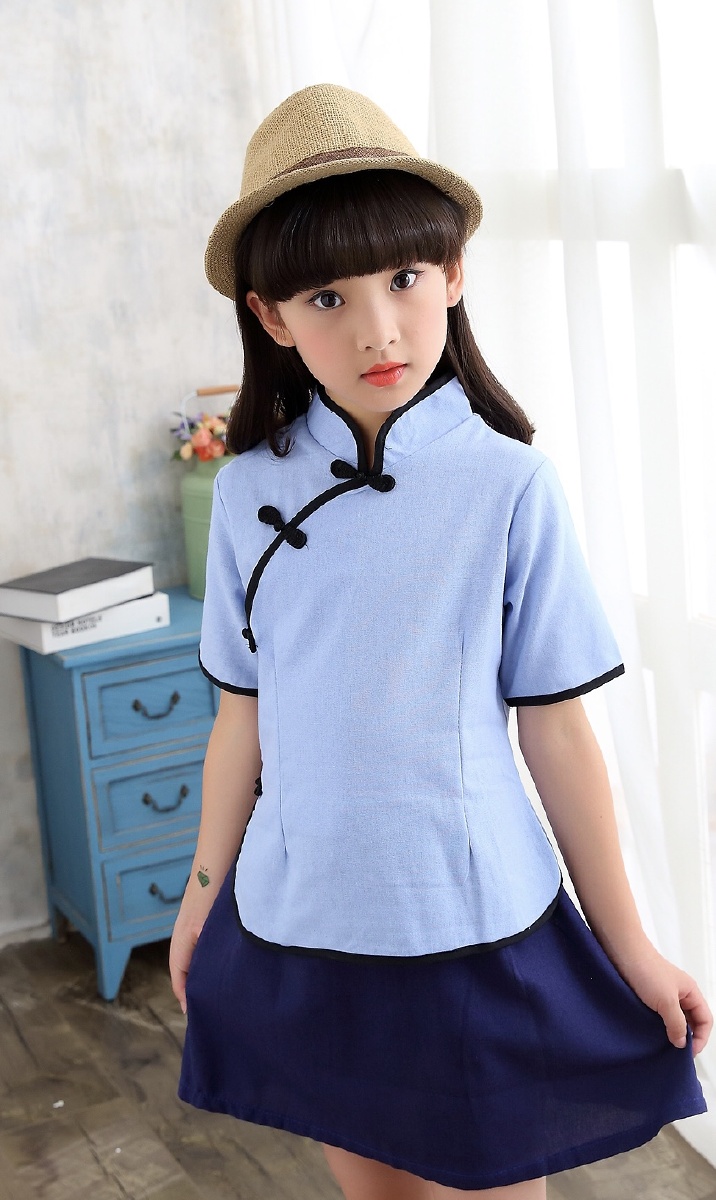 儿童民国风服装女童尺码110160身高换季折后价35元套