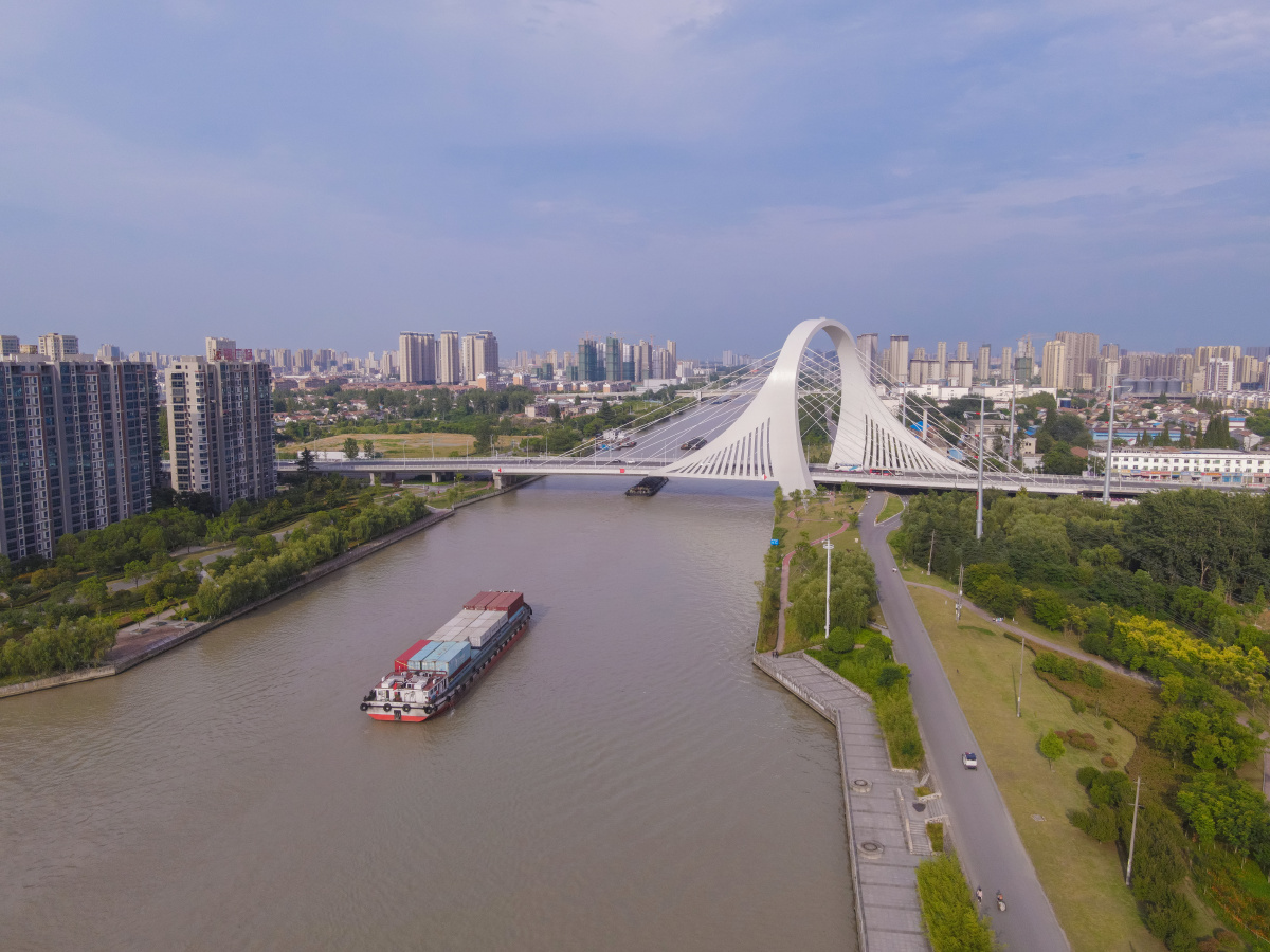 航拍淮安京杭大运河风光带