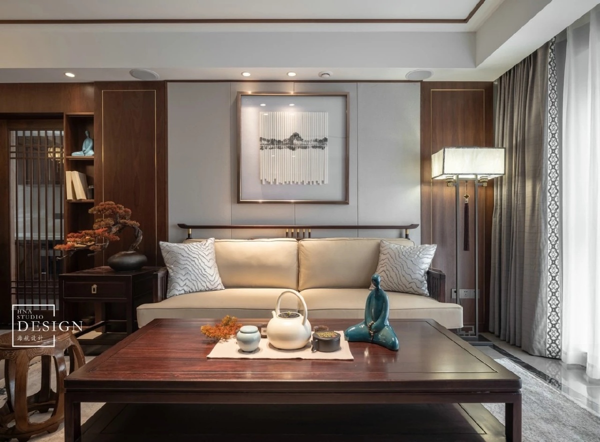 墙板嵌金属条新中式这么装超精致