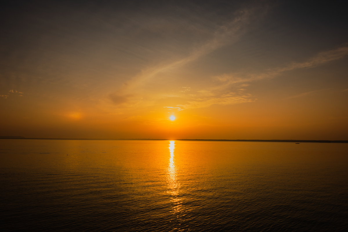 柔美洞庭湖日落风光