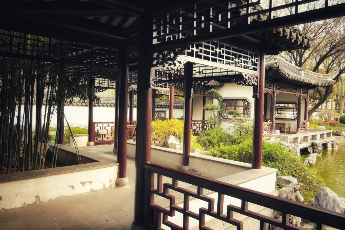 南京民国总统府花园回廊