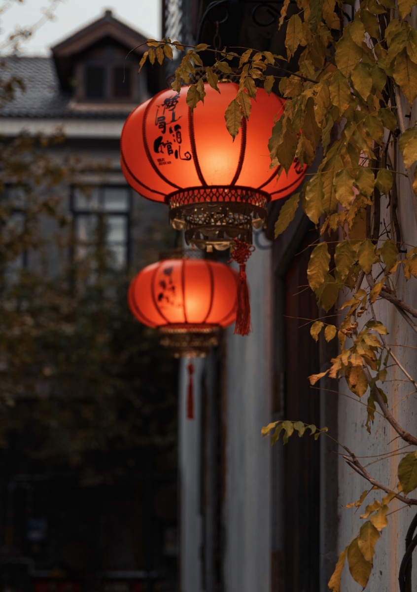 1/1893我眼中的家乡中式被照亮的红色家门口#古典#灯笼夜晚挂喜庆灯节