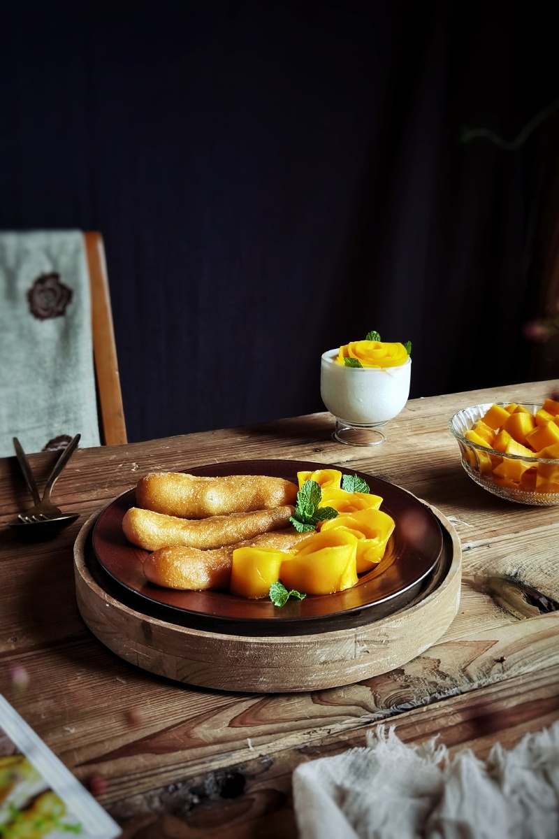 晨食油炸年糕芒果酸奶