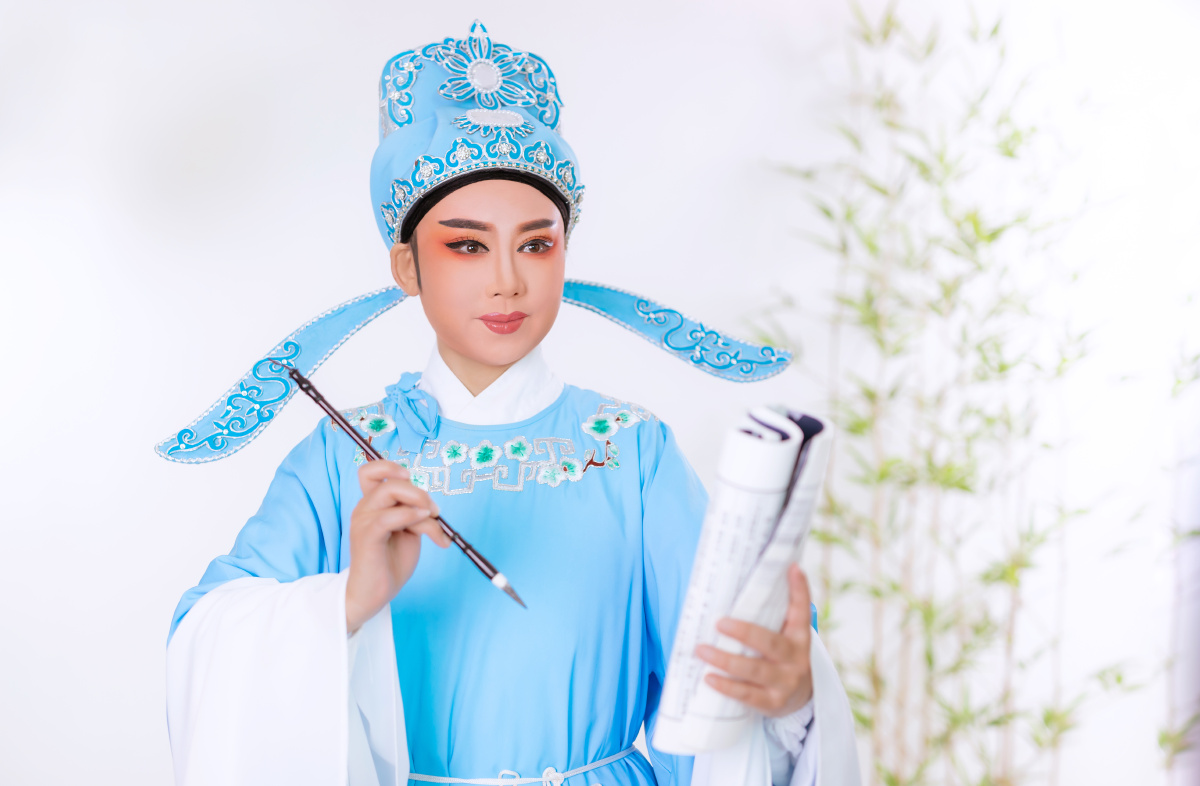 戏曲写真戏曲定妆照越剧黄梅戏玉蜻蜓小生造型戏曲妆