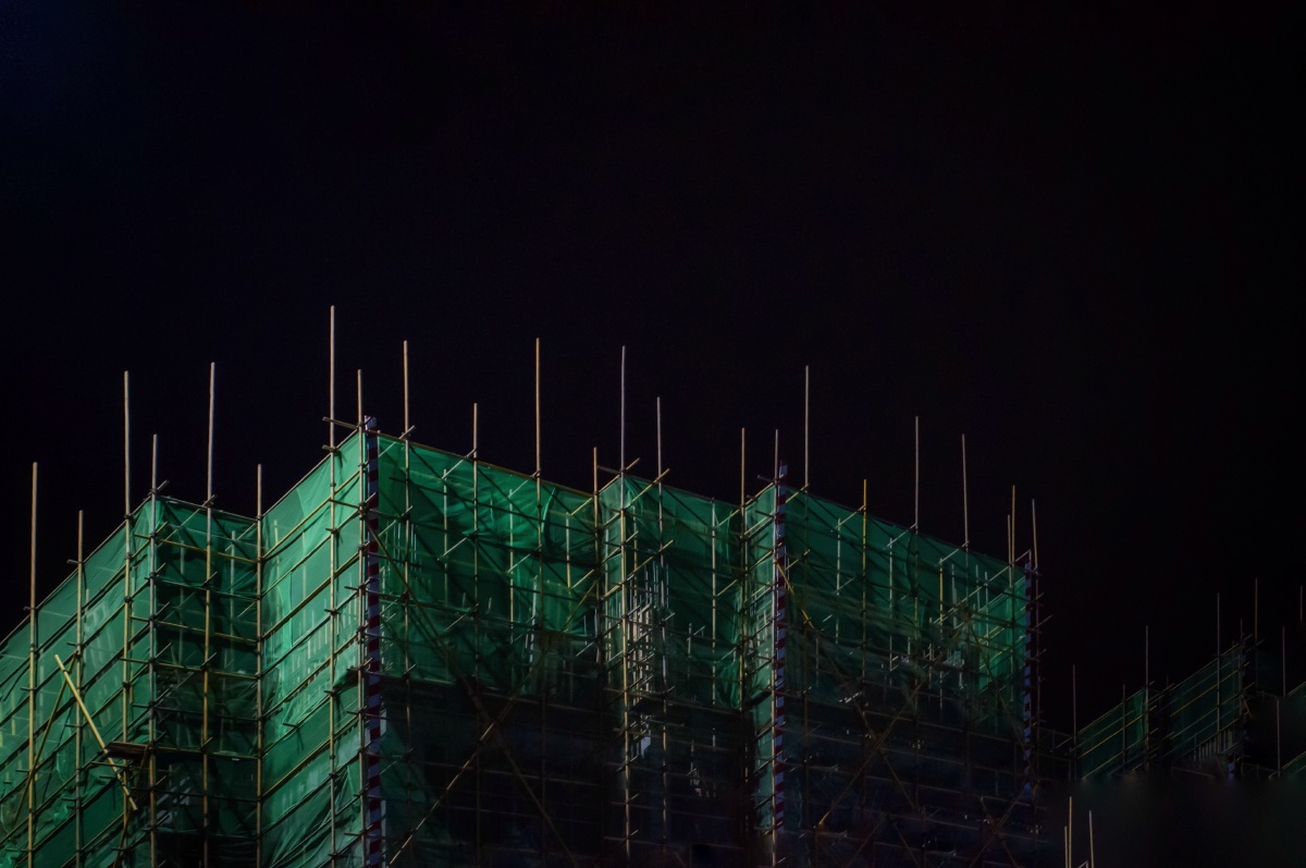 夜色下的建筑工地