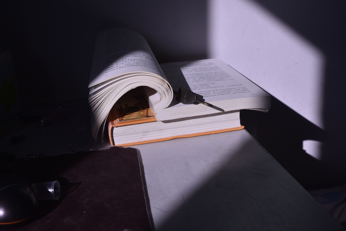 阳光从透过窗帘照在书桌,一切如此安宁美好