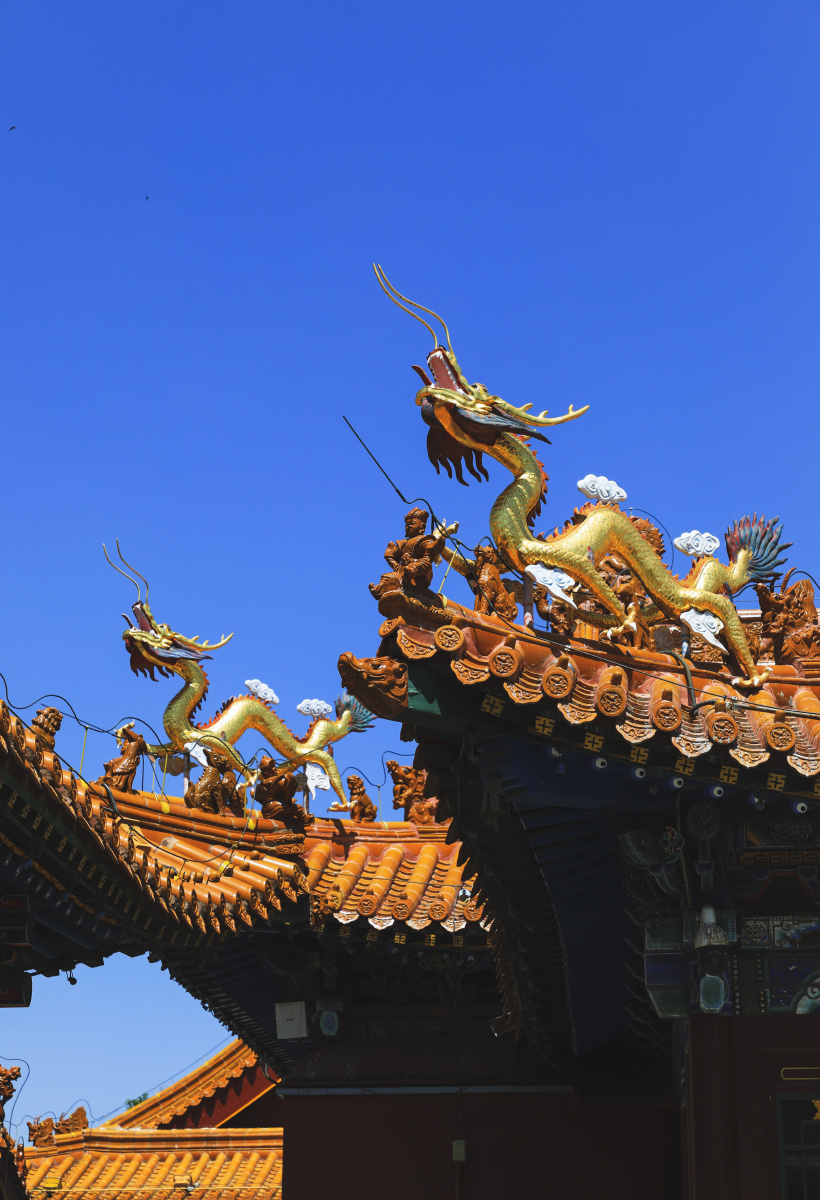 呼和浩特大召无量寺少见的屋脊飞龙