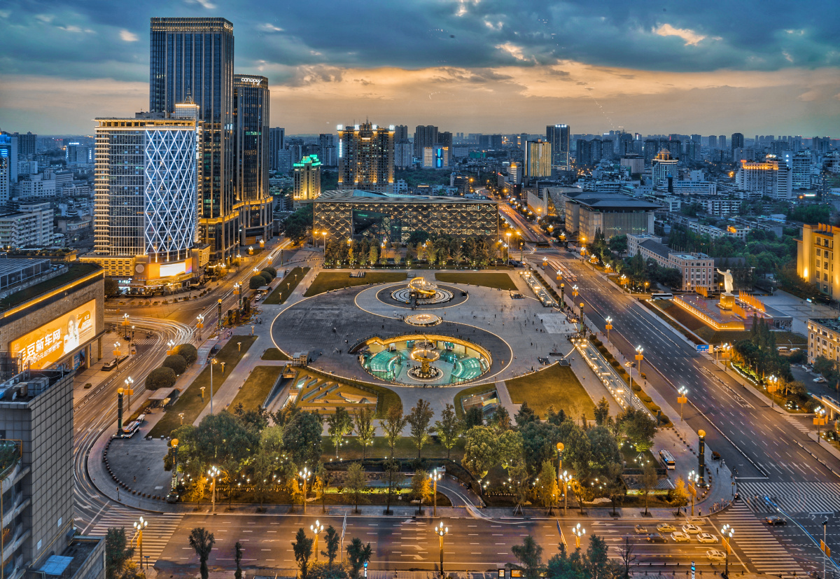 成都天府广场蓝光时刻