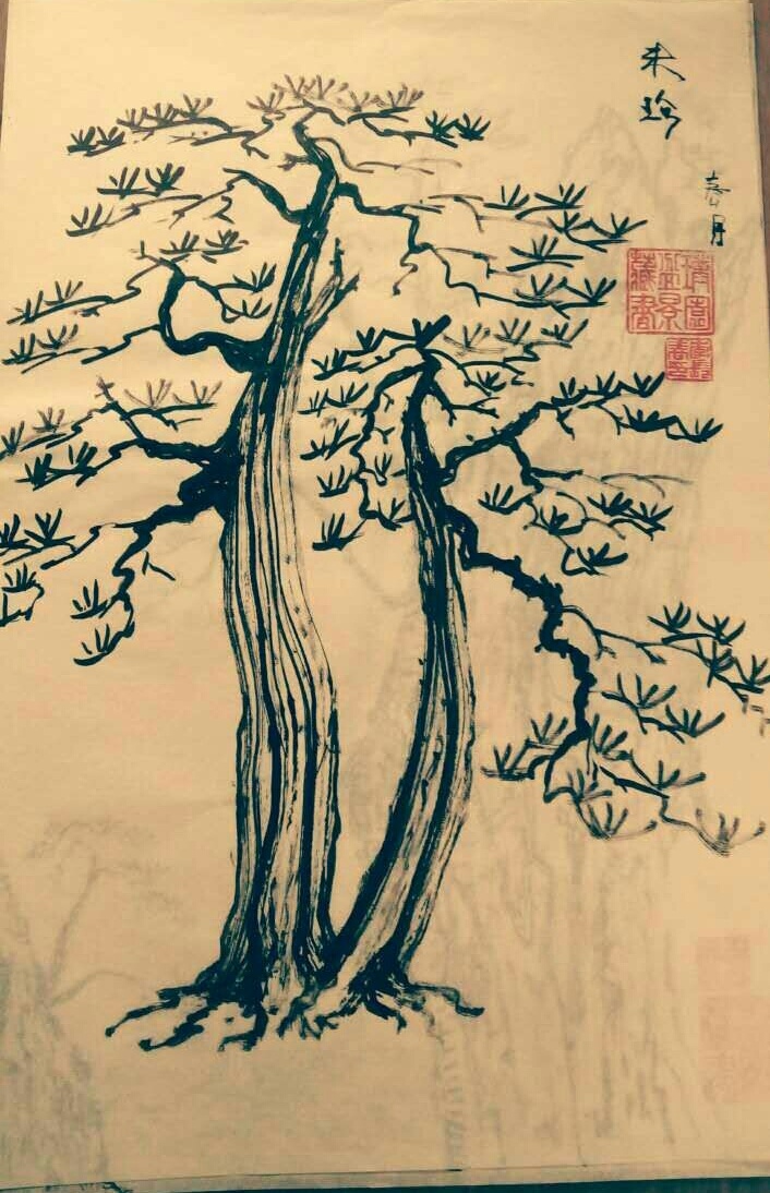 业余用毛笔画的盆景画的太丑不太好看也就图个自己高兴请多多批评点化