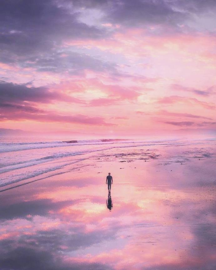 粉色海边落日676767