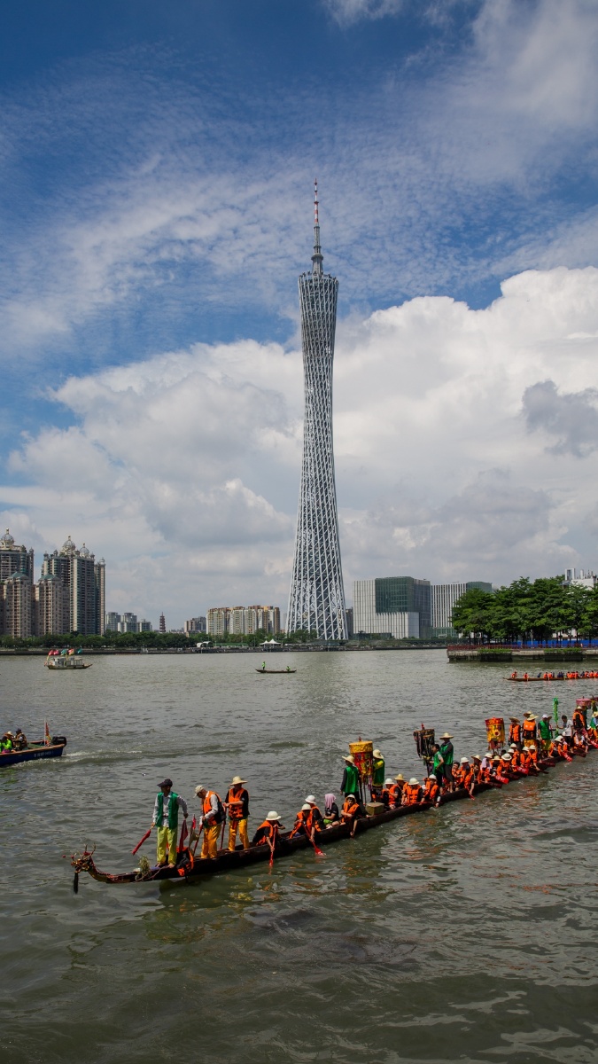 龙船景端午节广州猎德村龙舟招景