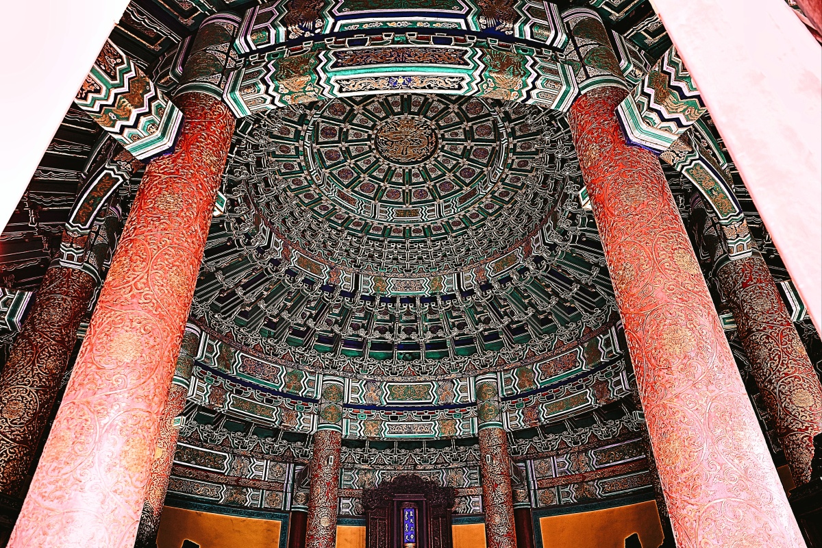 藻井皇穹宇殿内的斗拱和藻井跨度在中国皇穹宇皇穹宇九环扇形石金龙