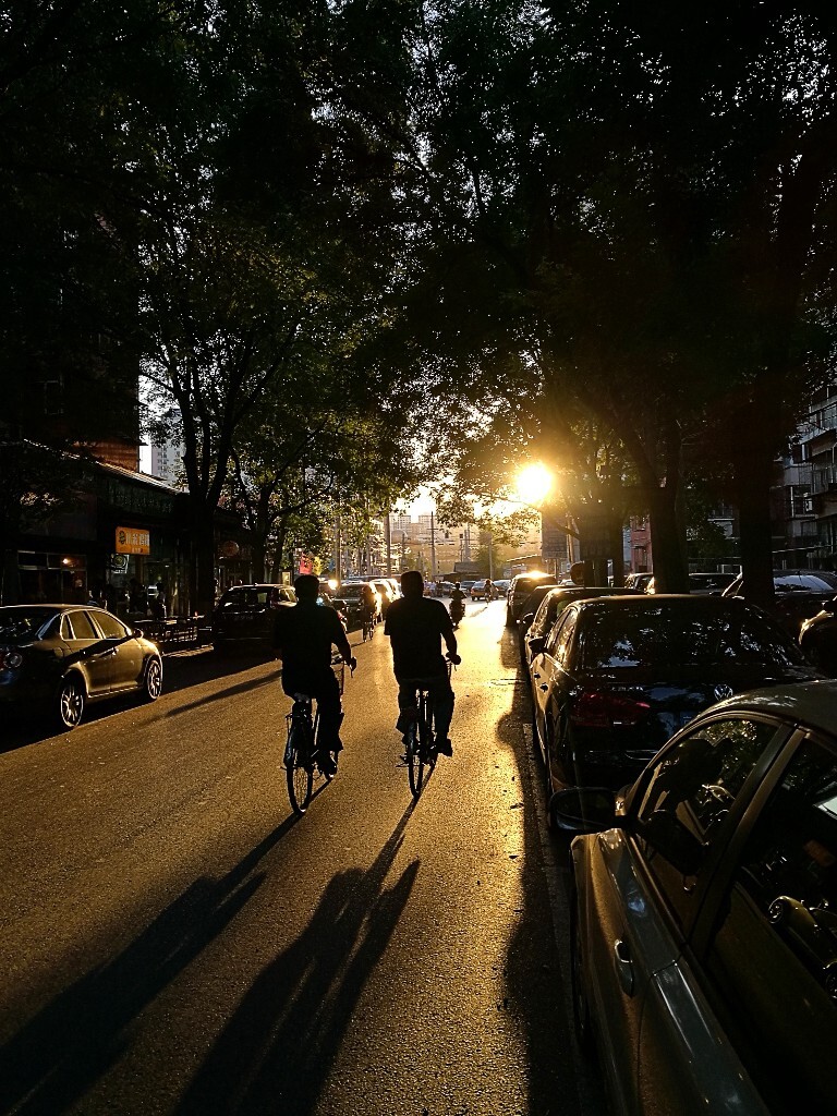 做着发财梦买完彩票，扭头发现平时每天经过的小马路在夕阳的照射下还蛮漂亮的。顺手撸一发。