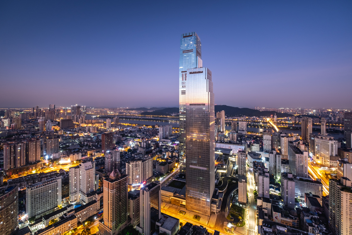 长沙地标ifs国金中心日出