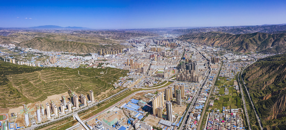 航拍定西城甘肃省定西市安定区