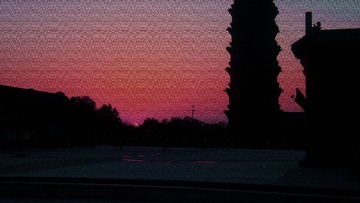 古塔日落_