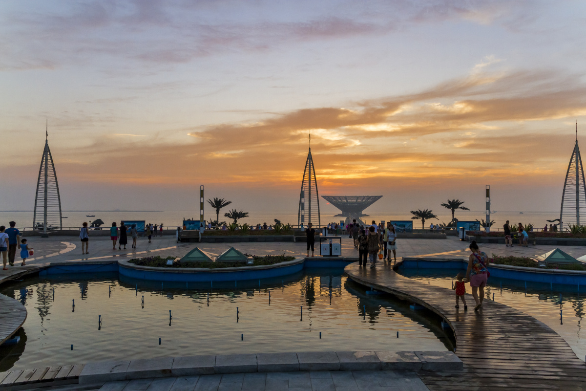 鲅鱼圈山海广场落日
