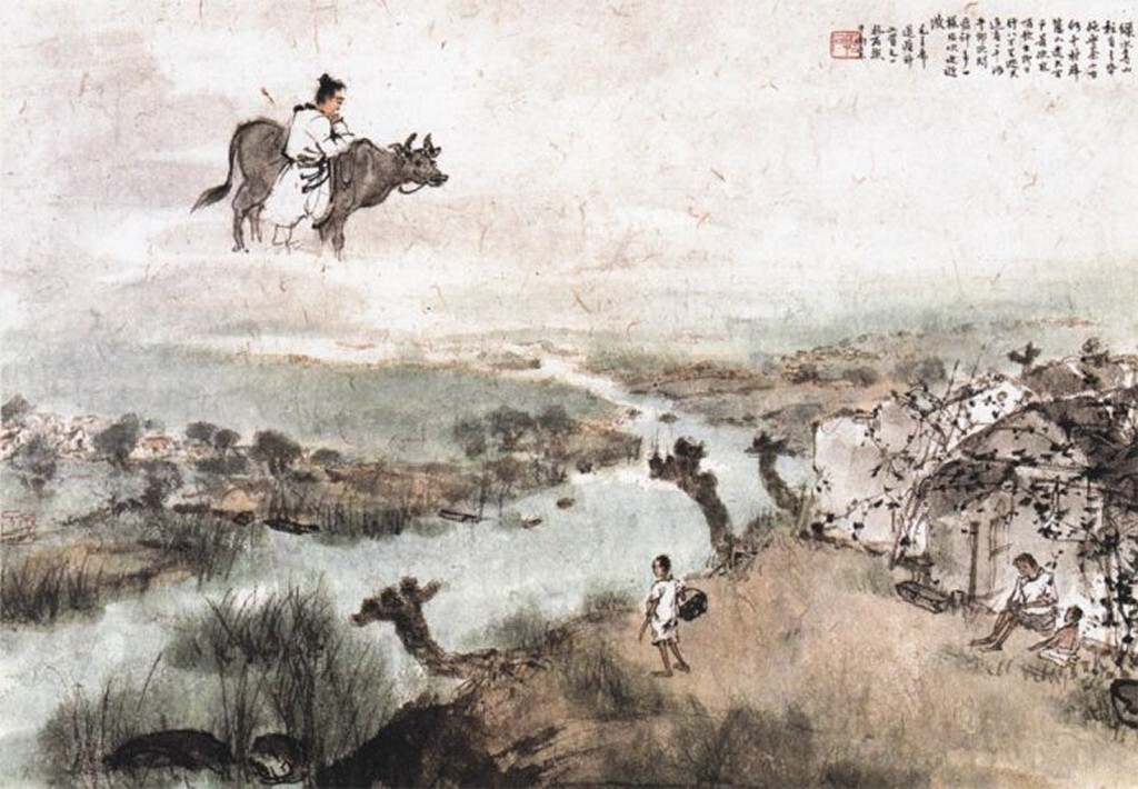 傅抱石为《送瘟神·之二》的所配的诗意图(第九幅)<br />
纸本设色 34cm×50cm 1958年11月南京博物院藏