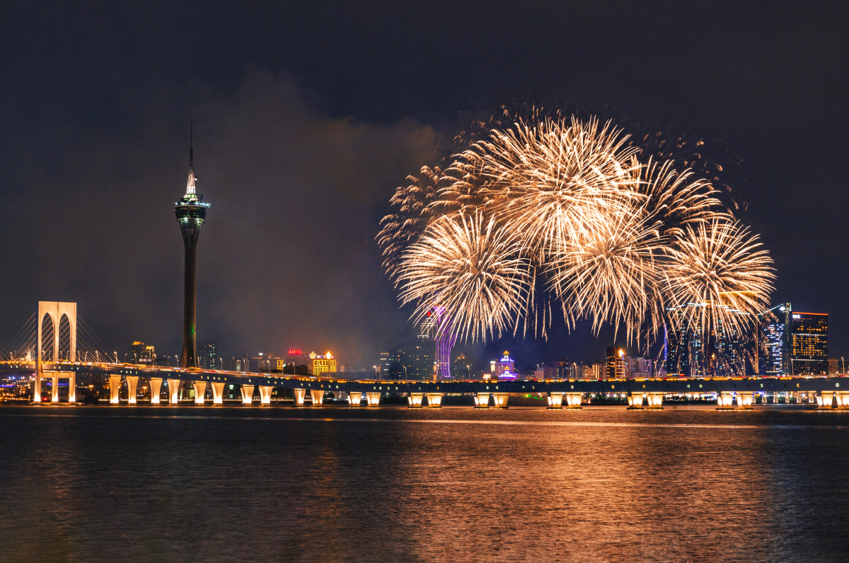 壁纸烟花落下澳门中秋之夜图片澳门中秋夜景澳门烟花图片大全真实